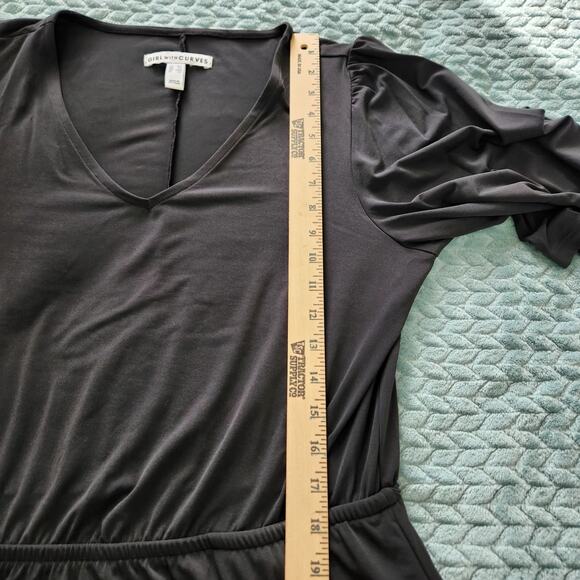 Girl With Curves Knit Midi Dress with Flutter Sleeve Black Tall Medium Pockets - Picture 7 of 12